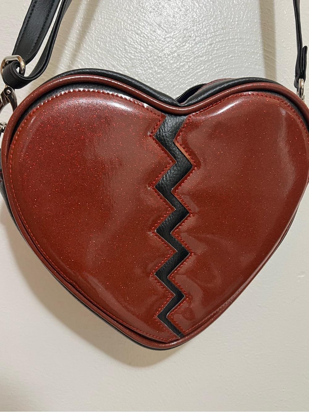 Love, Pain and Stitches Broken Heart Crossbody Bag